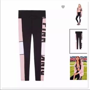 PINK Victoria's Secret 3 piece Black & Pink Colorblock Leggings, Tee, and Hoodie